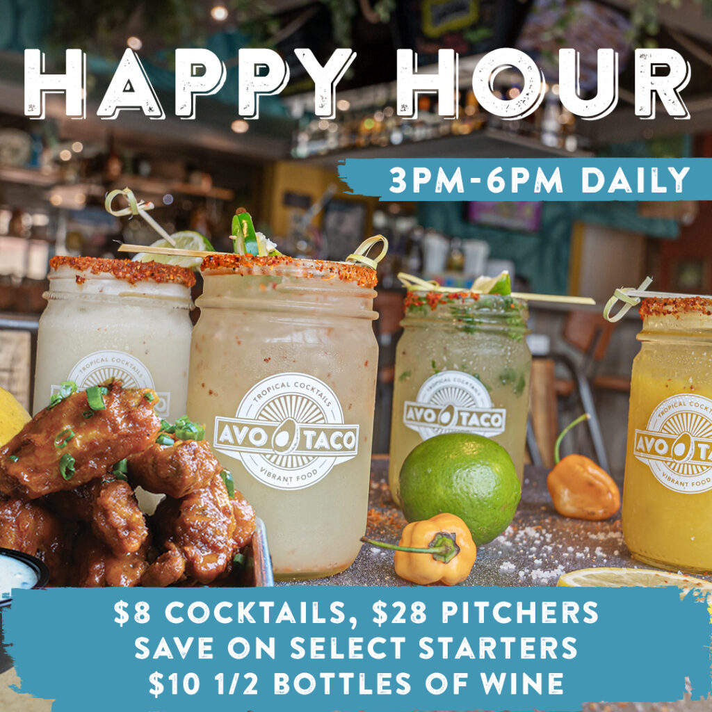 Happy Hour: 3PM-6PM Daily | $8 Cocktails, $28 Pitchers, Save on Select Starters, $10 1/2 Bottles of Wine